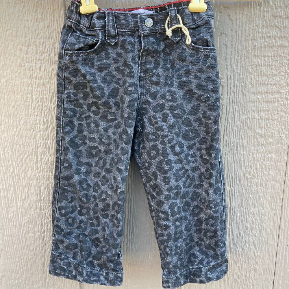 Zara black cheetah print girls size 3T pants adjustable waist 100% cotton